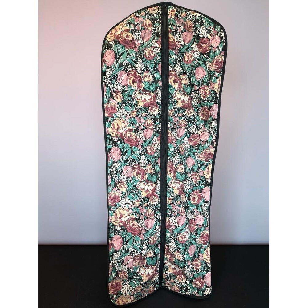 Vintage Floral Garment Bag Taiwan 48x19.5 Zippered Dress Clothes Travel Storage - Picture 12 of 15